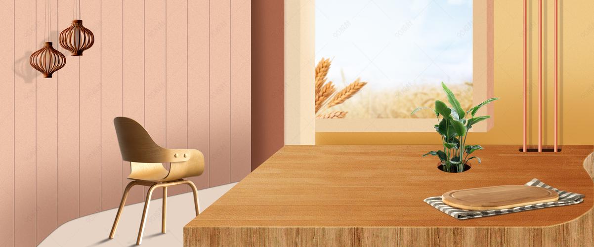 室内木纹桌子展台纹摄影空间食品海报背景图
