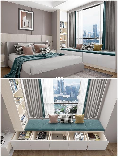 九款最实用的卧室飘窗设计效果图飘窗设计榻榻米卧室储物书桌