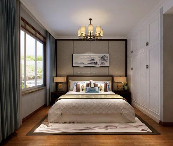 2022新中式卧室白色衣柜设计装修效果图片欣赏