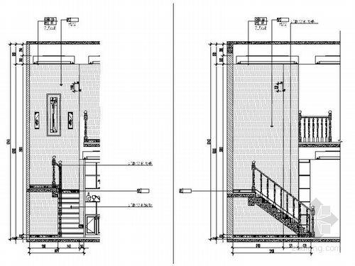 现代风格两层别墅施工图含效果图楼梯间立面图