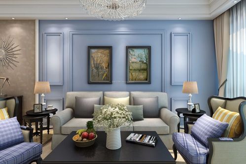 简约美式客厅沙发背景墙装修图片装信通网效果图