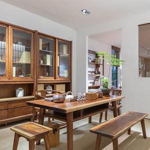 东家胡桃里胡桃木家具组合实木大板茶台现代中式简约实木茶桌茶室