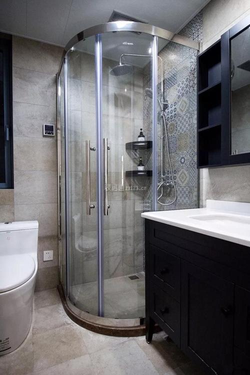 新中式风格140平三室两厅卫生间淋浴房设计图装修123效果图
