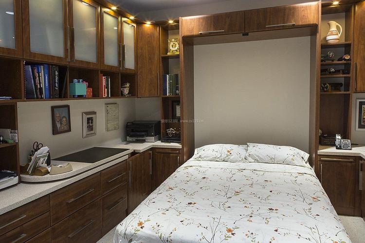 现代简约家庭卧室壁柜床设计图片装信通网效果图