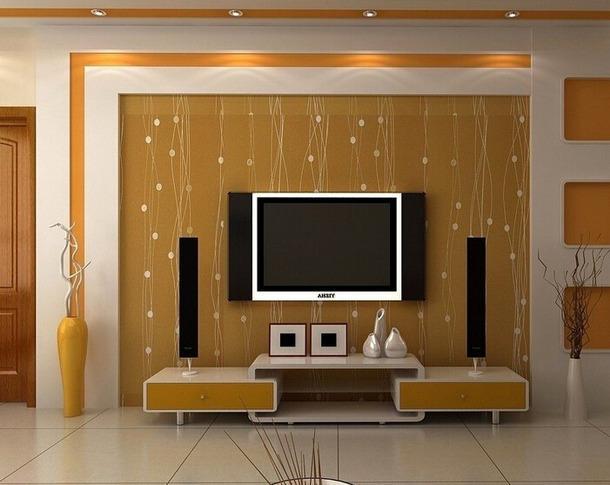 现代简约家具电视背景墙吊灯茶几三居客厅电视背景墙造型装修效果图