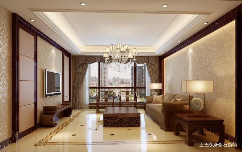 简约中式客厅客厅中式现代132m05三居设计图片赏析