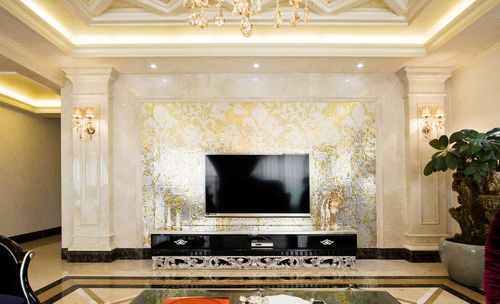 140平米奢华欧式客厅电视背景墙设计图片大全装信通网效果图