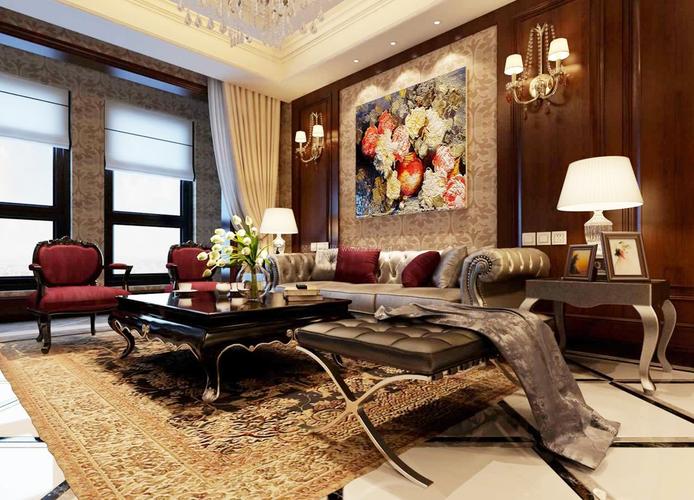 2022最新欧式别墅客厅沙发背景墙装修效果图片