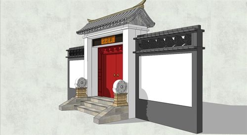 中式古建风格大门详细建筑设计su模型原创
