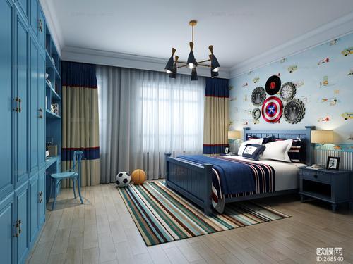 地中海男孩房卧室空间3d模型