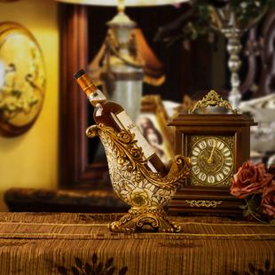 欧式高档吧台陶瓷创意时尚酒柜装饰品孔雀天鹅艺术红酒酒架子摆件.