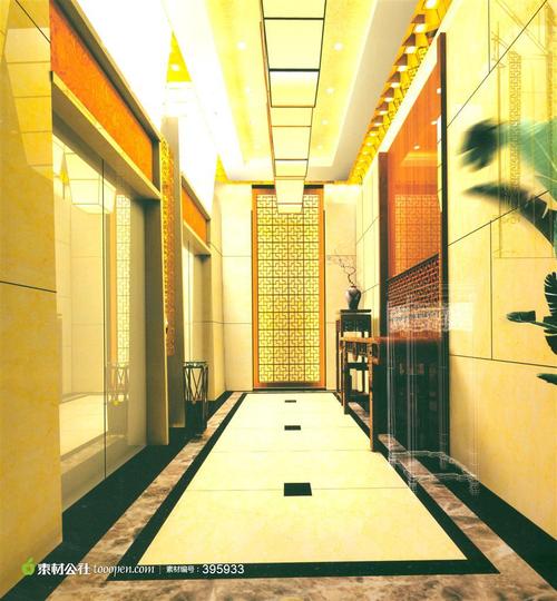 大型豪华酒店电梯厅室内装修模型