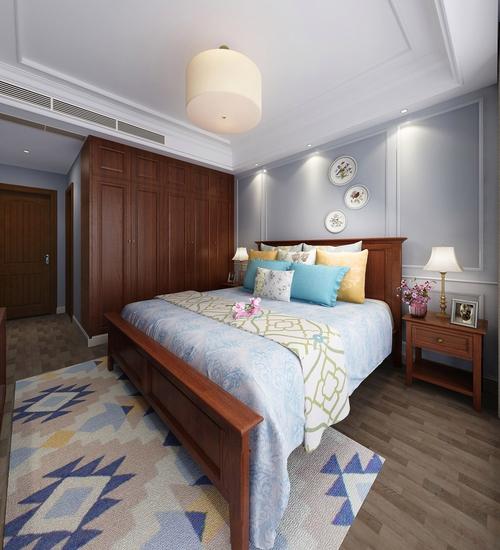 120平米美式风格三室卧室装修效果图吊顶创意设计图