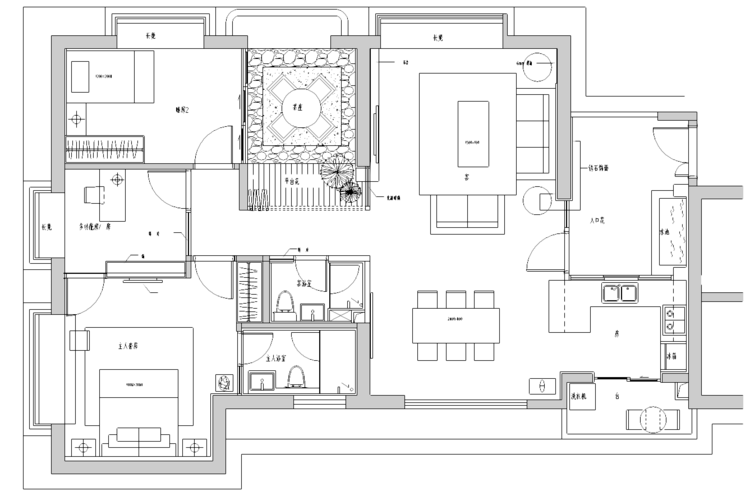 广东珠海海湾国际公寓室内设计施工图及效果图