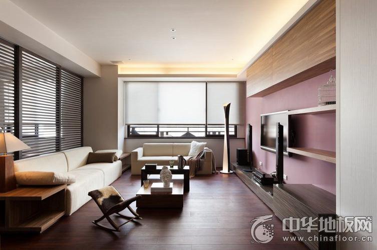 现代风格客厅棕红色木地板效果图