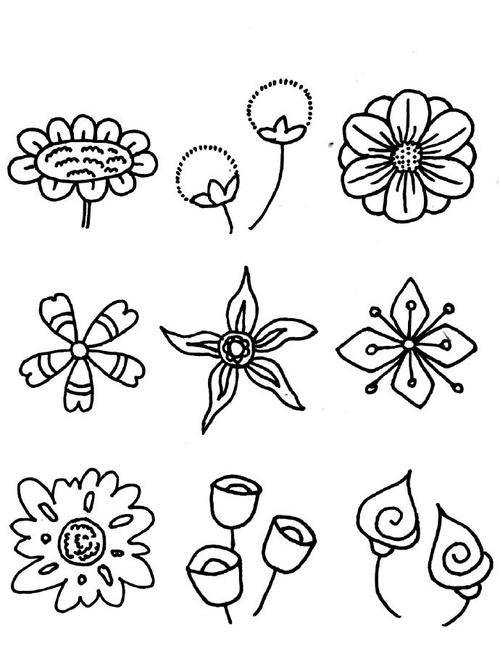 一些花朵简笔画的素材闲暇时候可以拿出来画一画各种各样的花朵样式