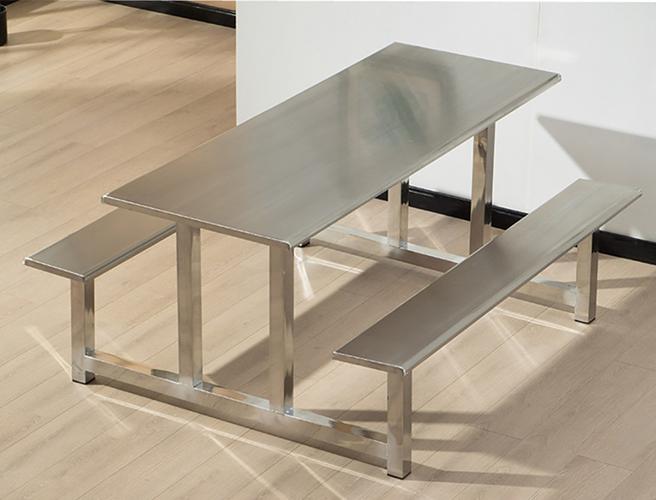 不锈钢连体餐桌椅学校食堂圆滑桌角餐桌椅组合