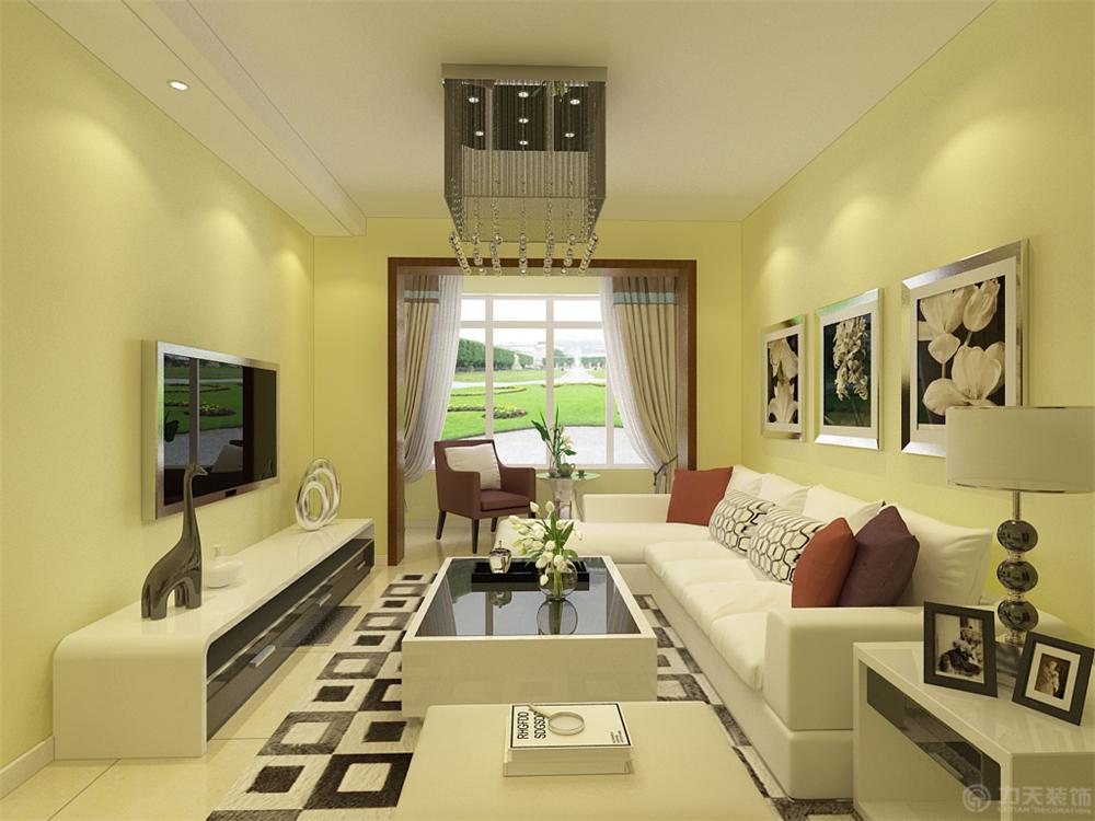 本案在室内客厅全部采用淡黄色地砖采用800800地砖通铺.