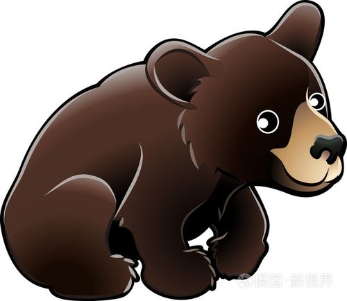 美国黑熊可爱矢量插图