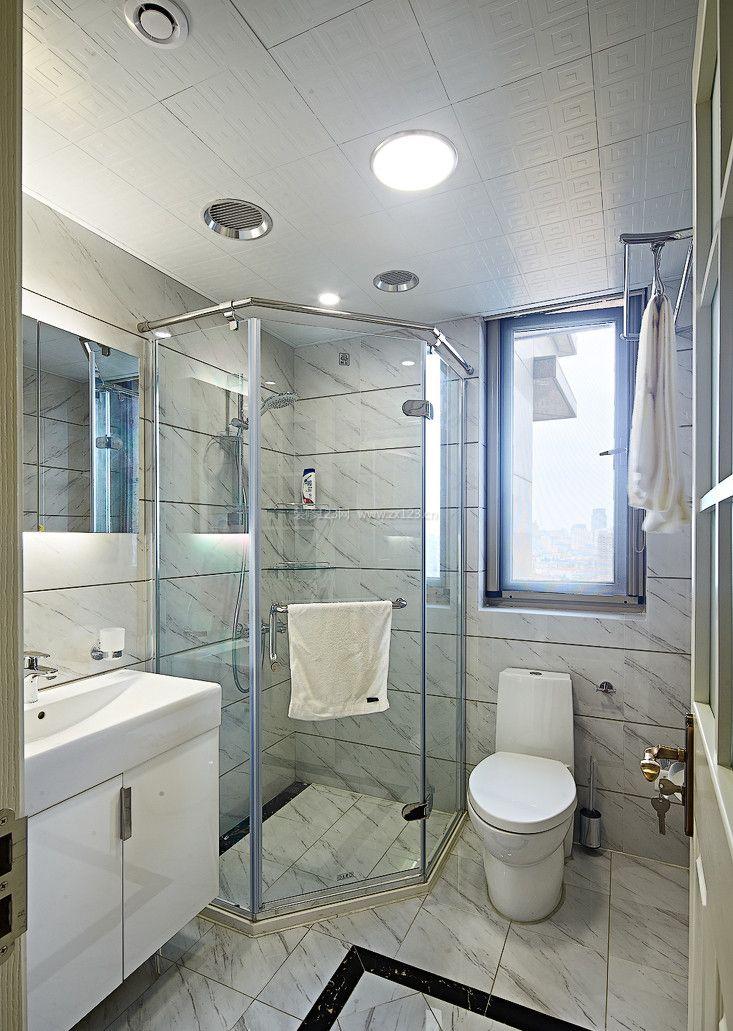 2017简约家庭卫生间玻璃淋浴房装修设计图片大全装修123效果图