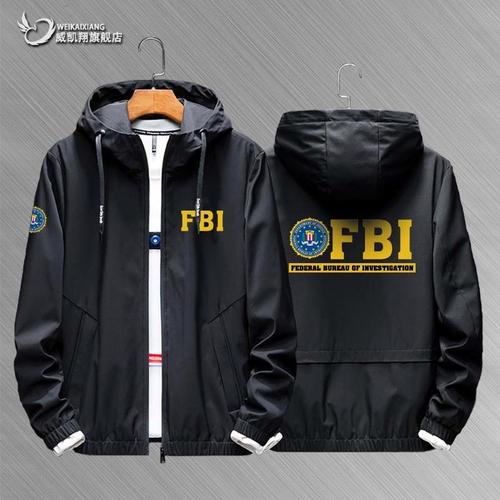 fbi美国联邦调查局特工电影周边开衫夹克男女外套风衣连帽上衣服黑色m