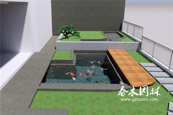 别墅花园鱼池设计效果图