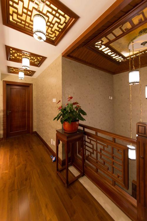 中式别墅楼梯装修效果图400平中式风格别墅装修过道效果图法式风格