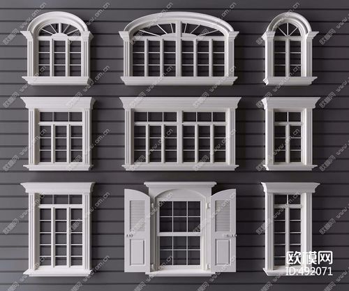 欧式实木白色窗户组合3d模型