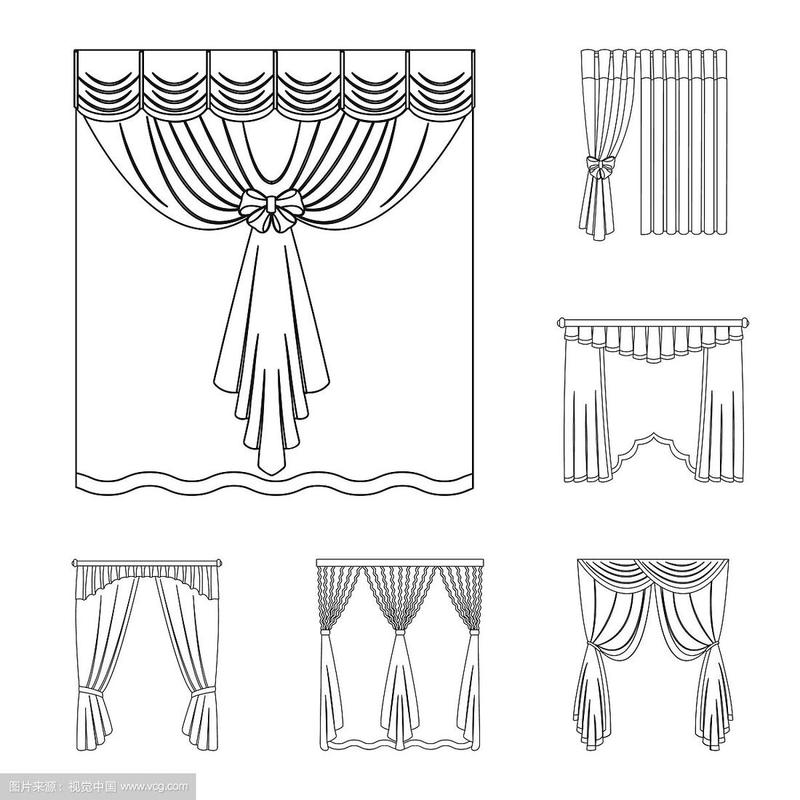 不同种类的窗帘轮廓图标设置