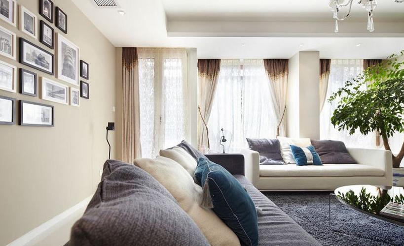 现代风格卧室窗帘设计单身公寓精装效果图