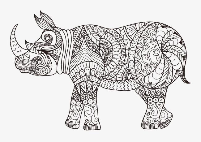 简洁线性花纹动物绘画矢量素材