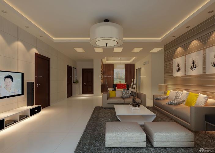 现代简约风格140平米三室一厅室内客厅设计效果图欣赏