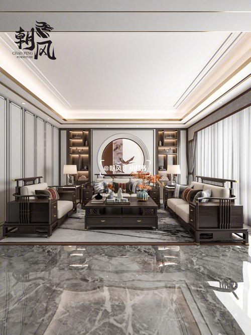 中国古典文化元素及艺术传承新中式客厅