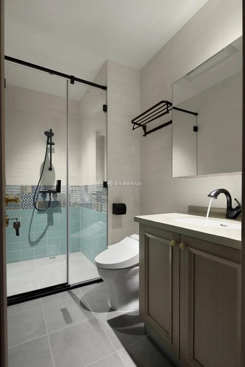 卫生间淋浴房玻璃隔断装修设计图片装信通网效果图