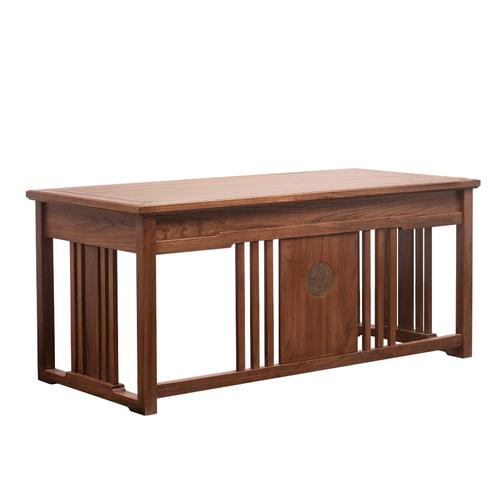 新中式全实木书桌办公桌椅现代中式简约禅意榆木书房家具套装组合