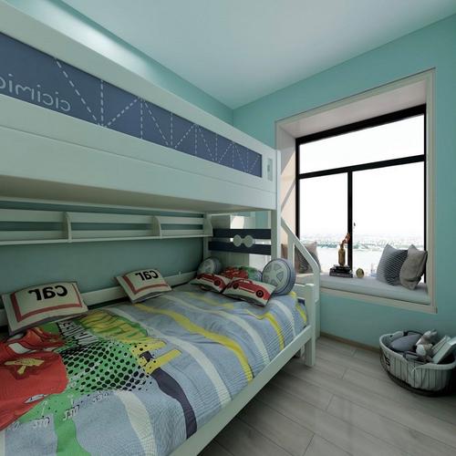 80平米现代简约风三室儿童房装修效果图门窗创意设计图