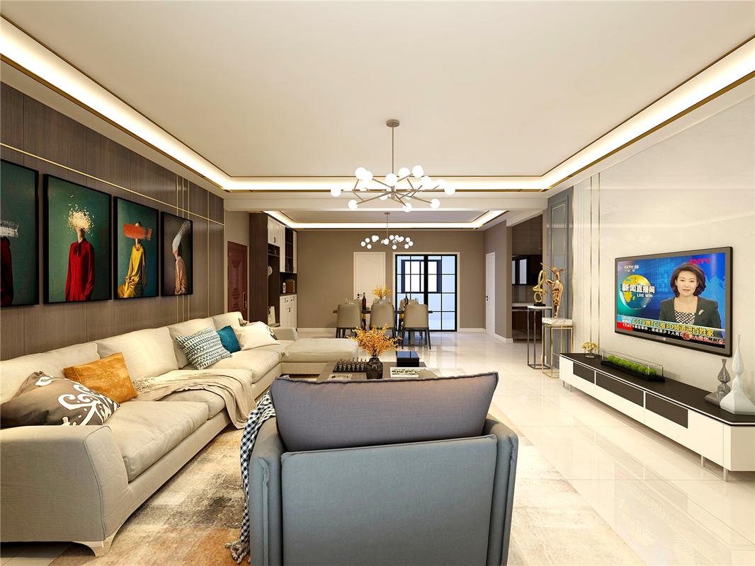 风格两居客厅装修效果图现代极简风格四居室客厅装修效果图220现代