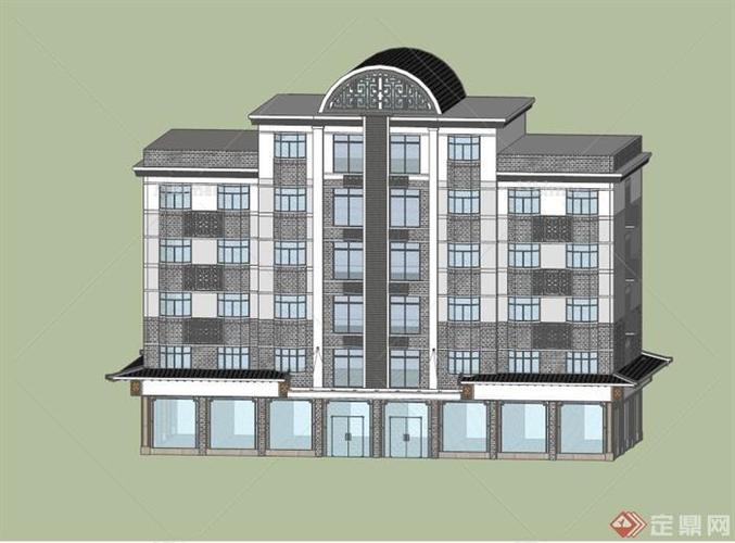 某现代六层酒店建筑设计su模型
