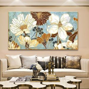 手绘油画横幅牡丹花卉客厅沙发背景墙装饰画北欧现代餐厅走廊壁画