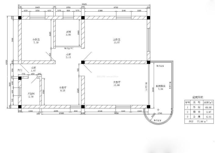 两室两厅房子设计平面图