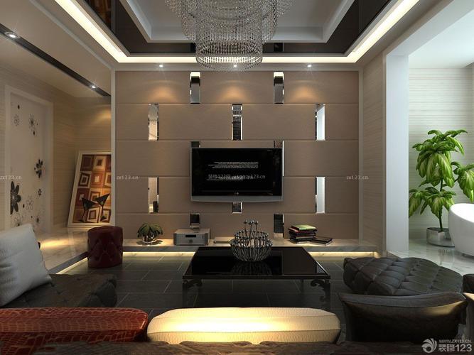 现代简单客厅软包电视背景墙装修图装信通网效果图