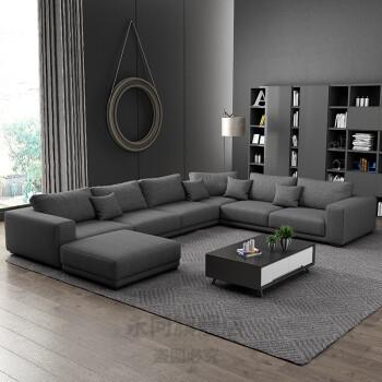沙发型组合简约现代大小户型可拆洗客厅整装家具两件套科技布款总长3