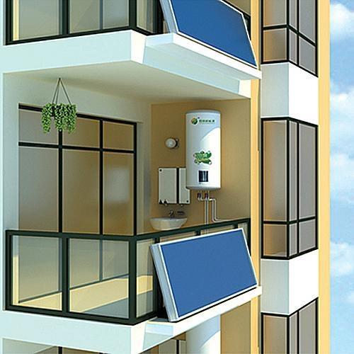 水箱充分利用阳台的室外空间解决了高层建筑的用户无法安装太阳能
