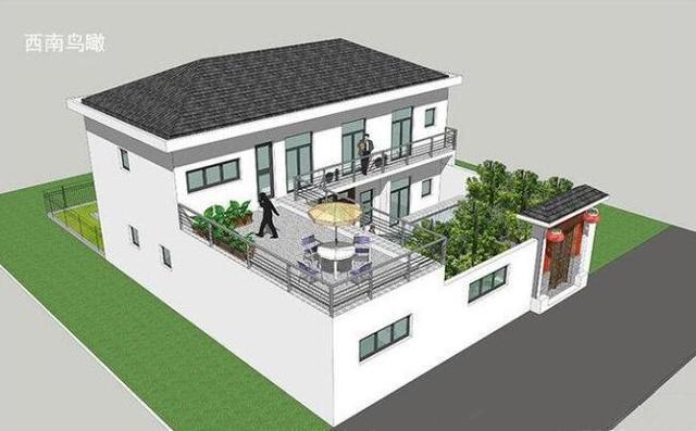 农村别墅设计图二层农村自建房大露台带院子户型接地气