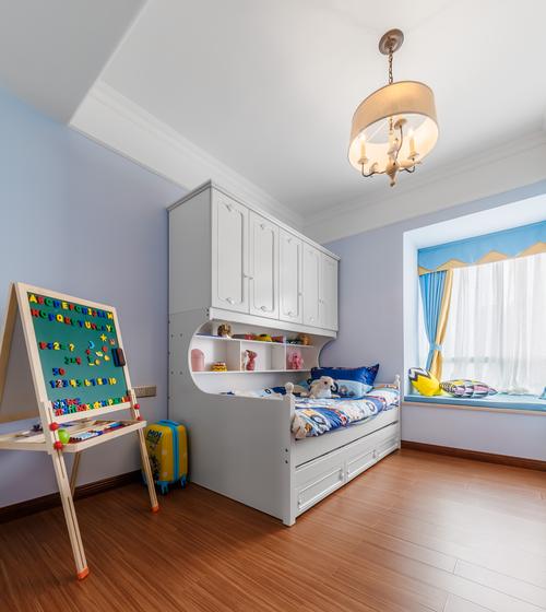 卧室窗帘装修效果图优雅72平美式二居儿童房设计美