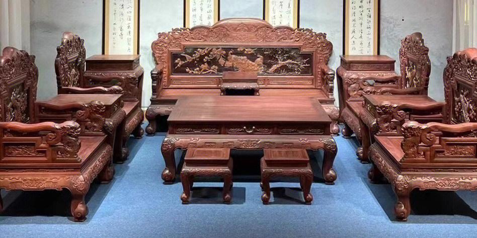 非洲小叶紫檀超大套孔雀沙发十三件套手工清刀工艺经典传承规格三人