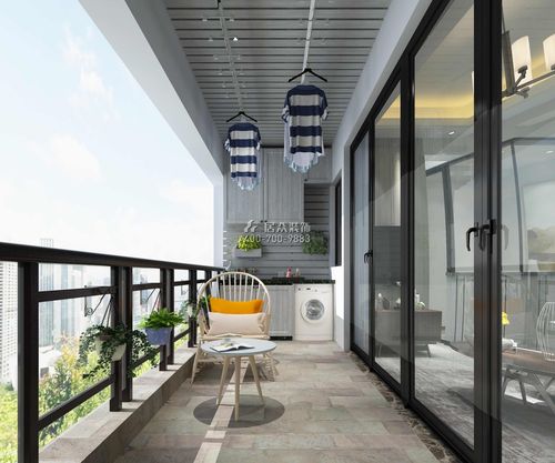 博林天瑞89平方米现代简约风格平层户型阳台装修效果图
