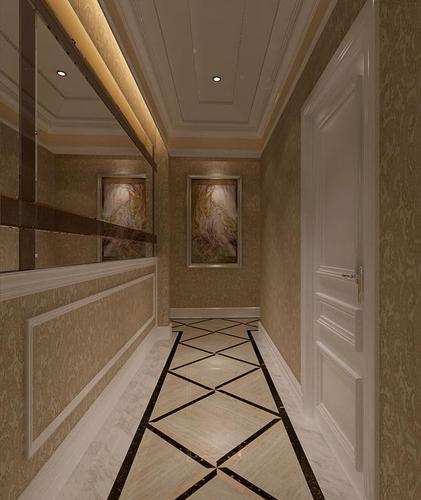 92二居室简欧风格走廊吊顶装修效果图简欧风格粗镜子图片