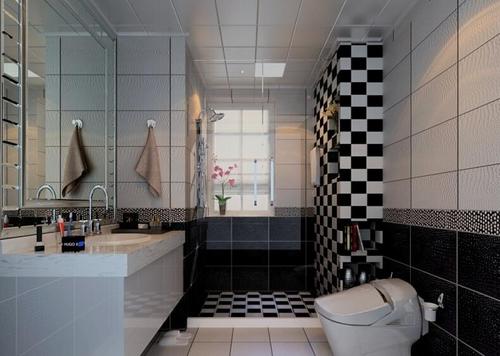 现代黑白瓷砖卫生间效果图欣赏