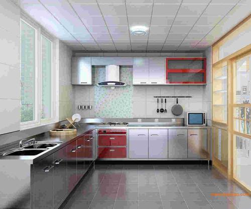 厨房不锈钢橱柜台面效果图不锈钢灶台整体厨房设计图片